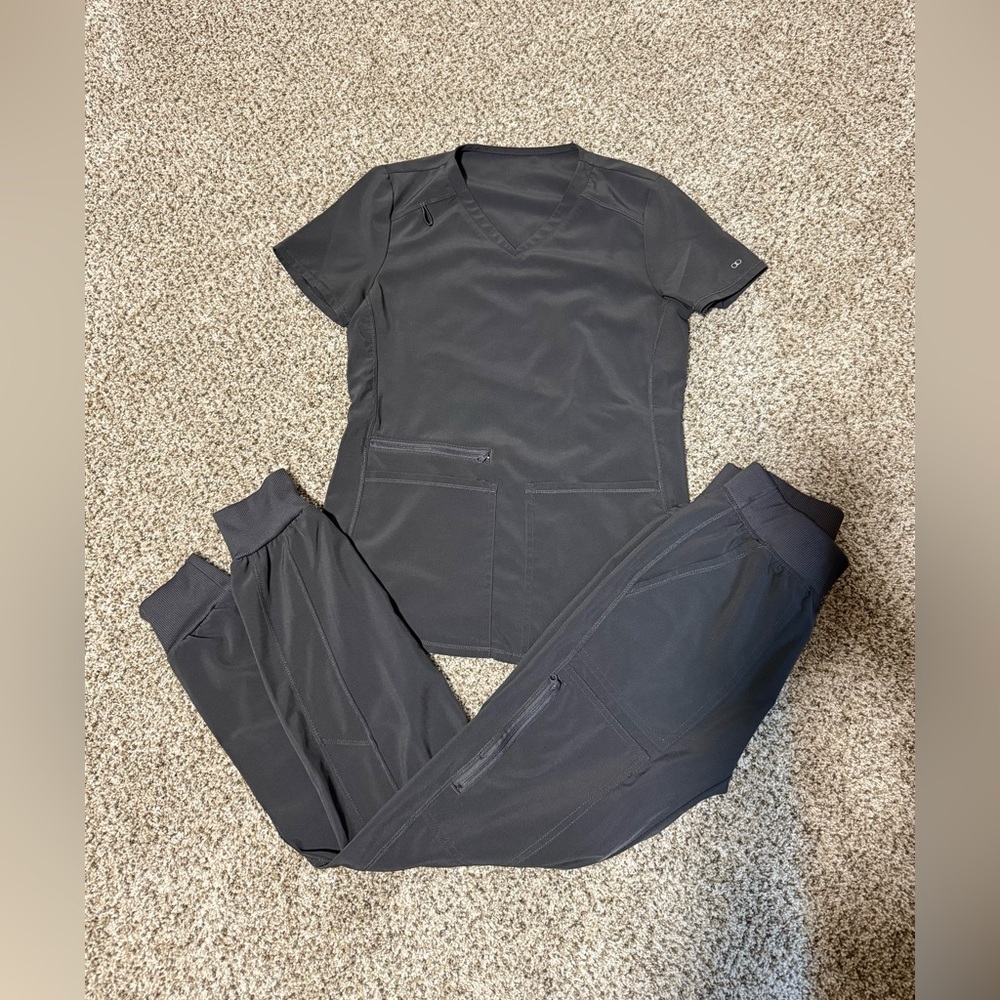 Allura By Cherokee Women’s Jogger Scrub Set Pewter Grey Both Size XXS